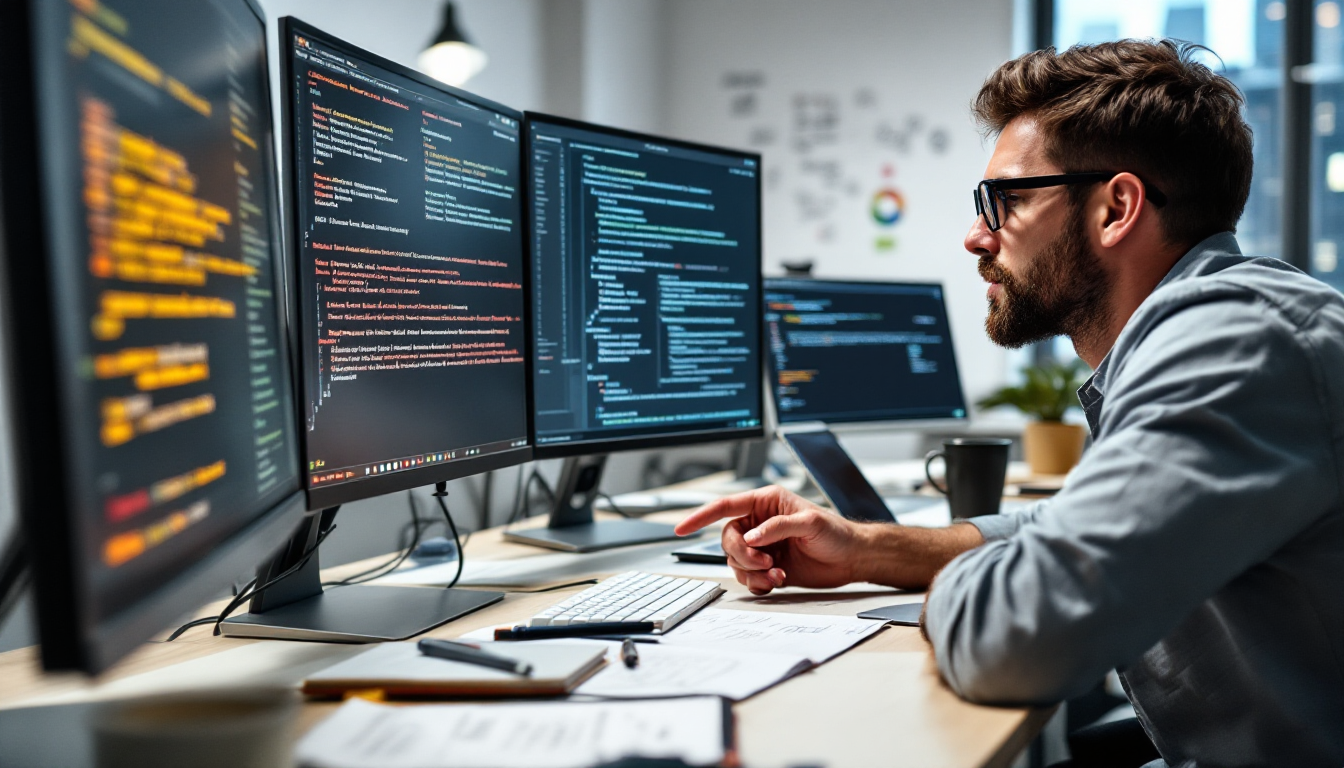 SAP S4HANA 오류를 분석하고 해결하는 개발자 모습