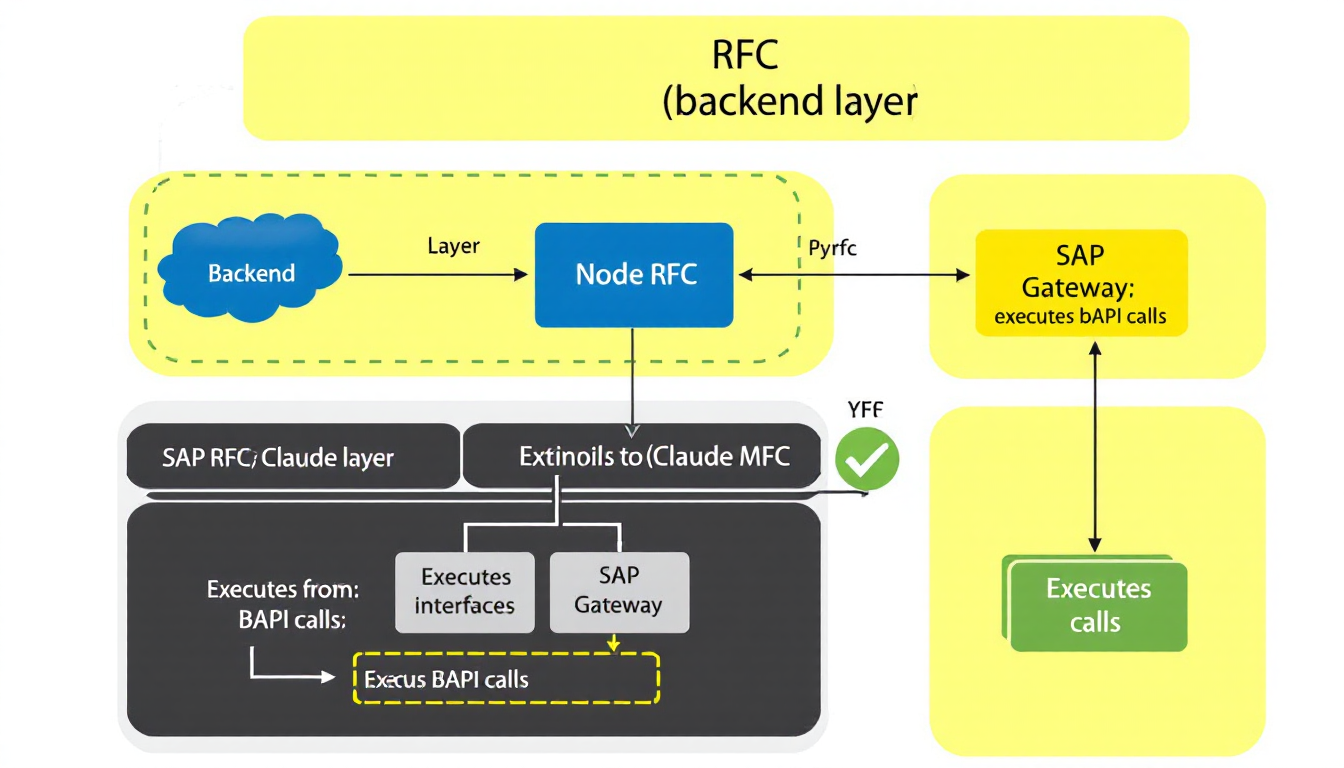 SAP RFC 연동 구조를 보여주는 기술 일러스트.