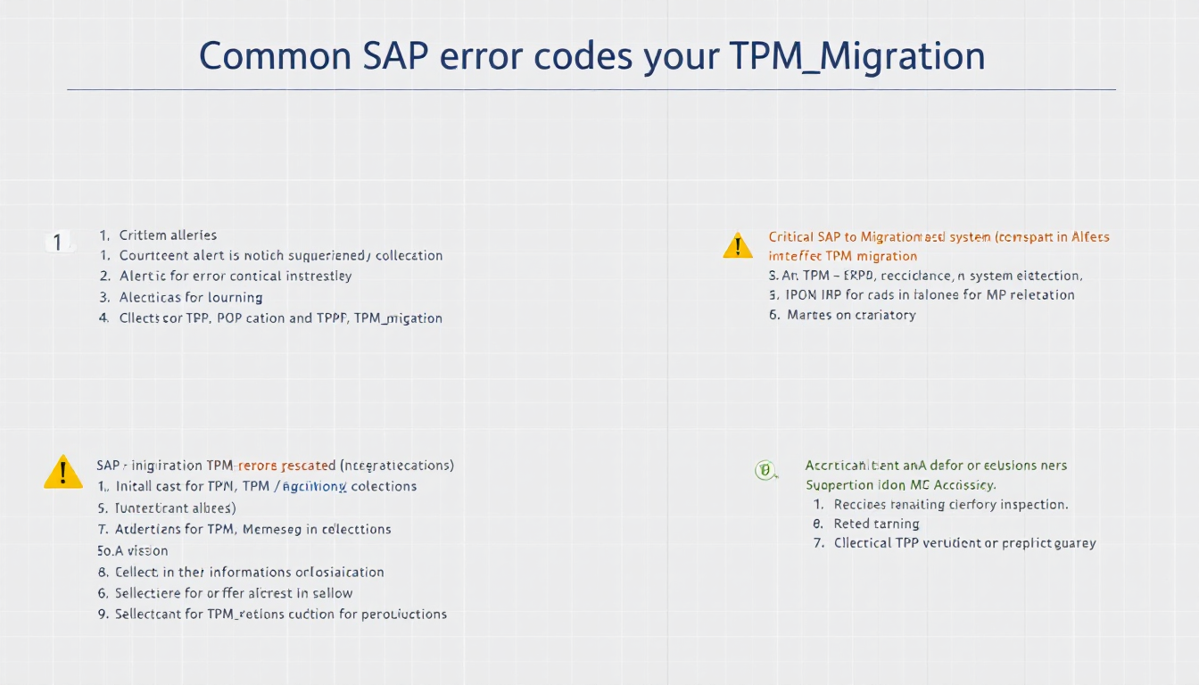 TPM_MIGRATION 프로세스와 관련된 일반 SAP 오류 코드의 인포그래픽